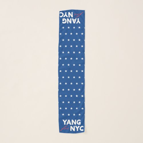 Yang for NYC White Stars Pattern Blue Scarf
