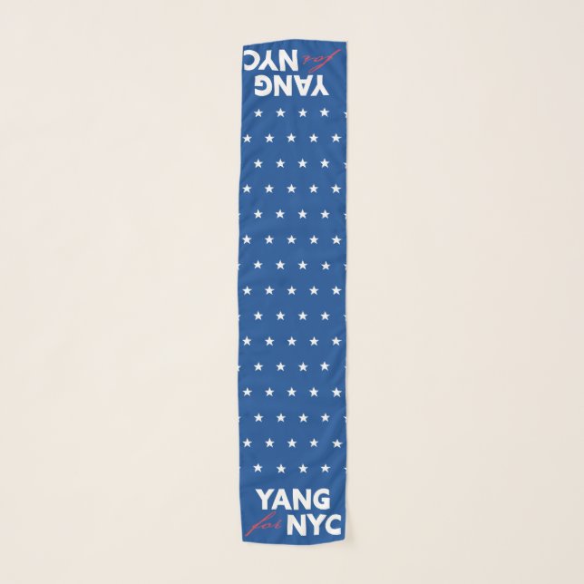 Yang for NYC White Stars Pattern Blue Scarf (Front)