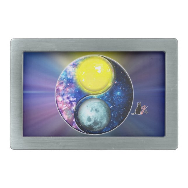 Yang-Yin / Sun-Moon Oblong Belt Buckle (Front)