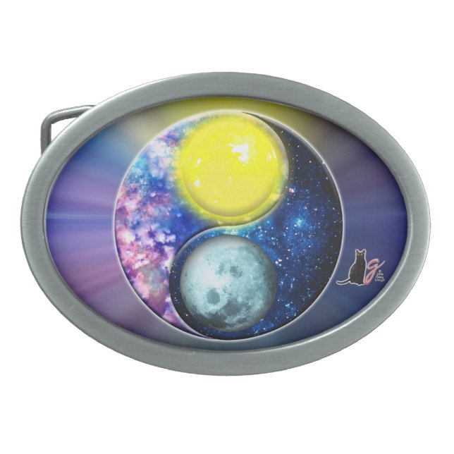 Yang-Yin / Sun-Moon Oval Belt Buckle (Front)