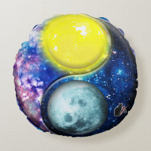 Yang-Yin / Sun-Moon  Round Pillow