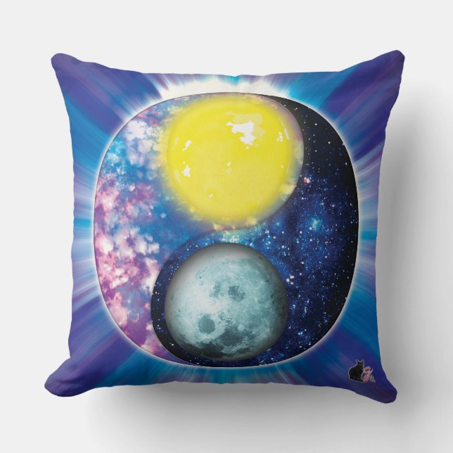 Yang-Yin / Sun-Moon Throw Pillow (Front)