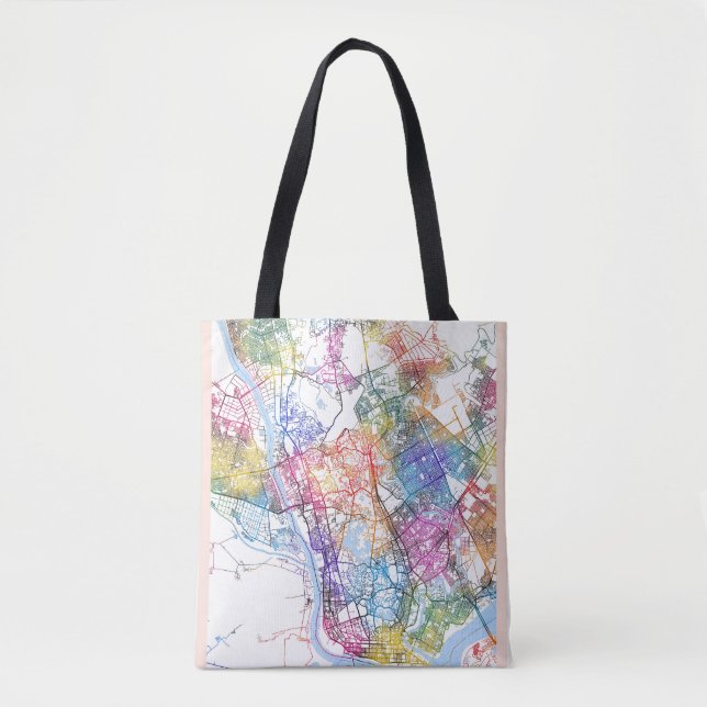 Yangon Myanmar City Map Tote Bag (Front)