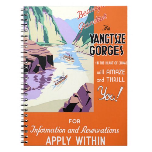 Yangtsze Yangtze Gorges China Vintage Poster Notebook