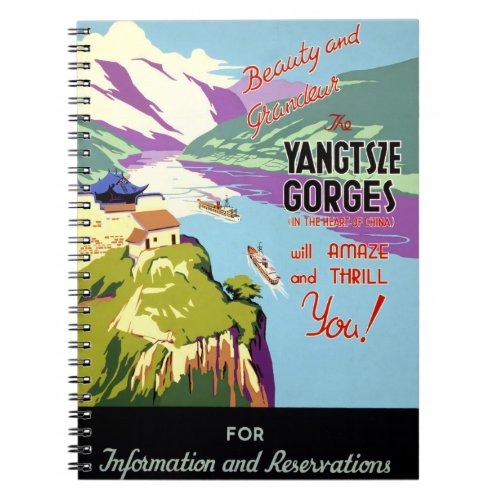 Yangtsze Yangtze Gorges China Vintage Poster Notebook