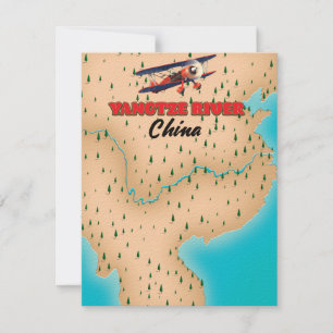 Yangtze river China map poster