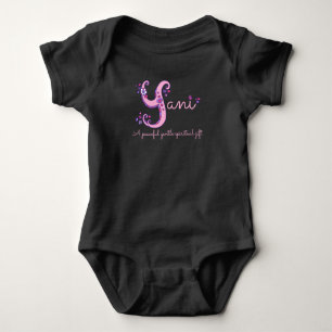 Yani girls name meaning Y monogram hearts Baby Bodysuit