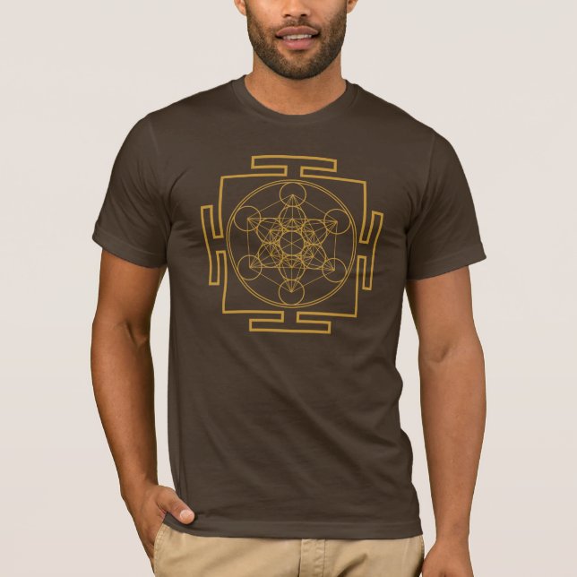 Yantra Metatrons Cube, Merkaba, Sacred Geometry T-Shirt (Front)