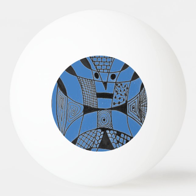 "Yappy Dog - blue" Abstract Ping Pong Ball (Front)