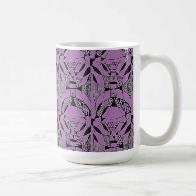 "Yappy Dog on Purple Tiled" Abstract Design Mug (Right)