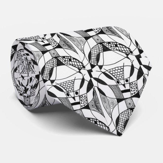 "Yappy Dogs" Abstract Design Tie (Rolled)