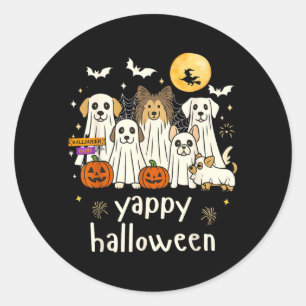 Yappy Halloween Funny Dog Ghosts Halloween Classic Round Sticker