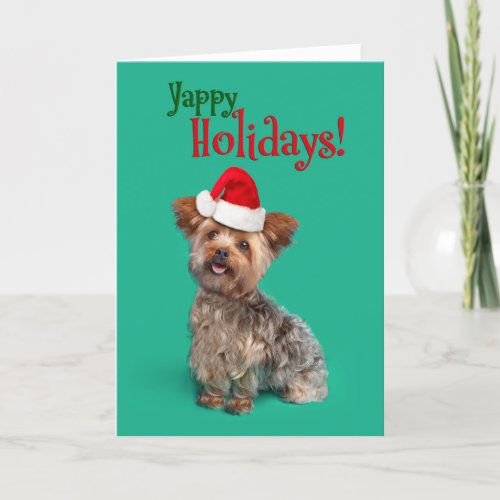 Yappy Happy Holidays Funny Yorkshire Terrier Holiday Card