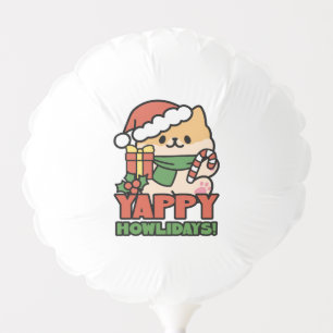 Yappy Howlidays - Cute Christmas Dog Cartoon Balloon