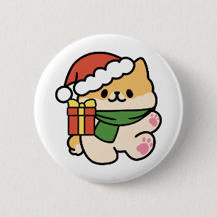 Yappy Howlidays - Cute Christmas Dog Cartoon Button