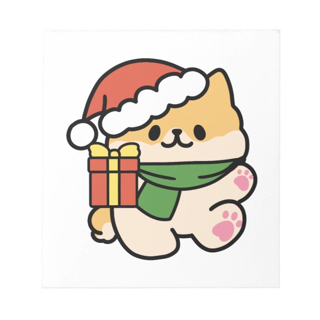 Yappy Howlidays - Cute Christmas Dog Cartoon Notepad (Front)