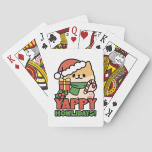Yappy Howlidays - Cute Christmas Dog Cartoon Poker Cards