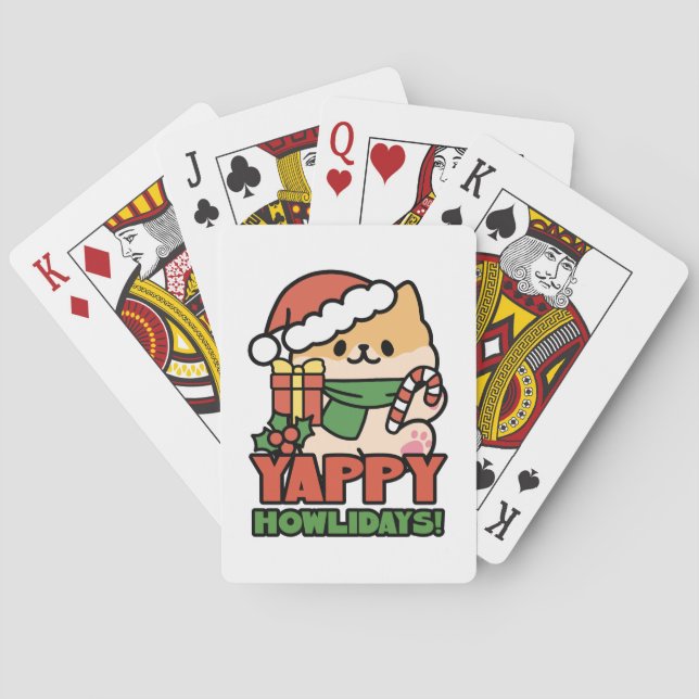 Yappy Howlidays - Cute Christmas Dog Cartoon Poker Cards (Back)