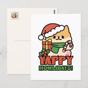 Yappy Howlidays - Cute Christmas Dog Cartoon Postcard