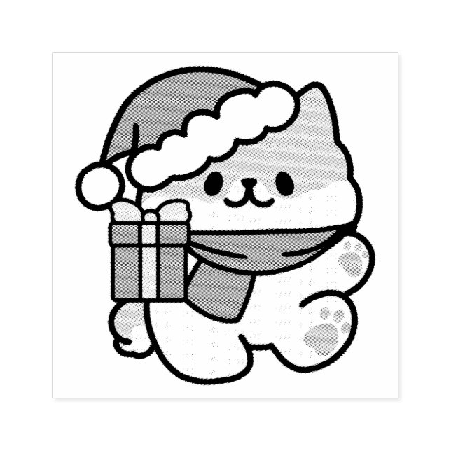 Yappy Howlidays - Cute Christmas Dog Cartoon Rubber Stamp (Imprint)