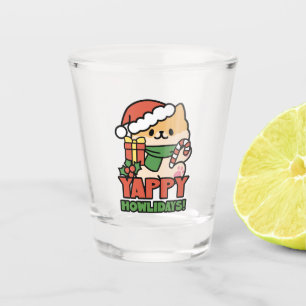 Yappy Howlidays - Cute Christmas Dog Cartoon Shot Glass