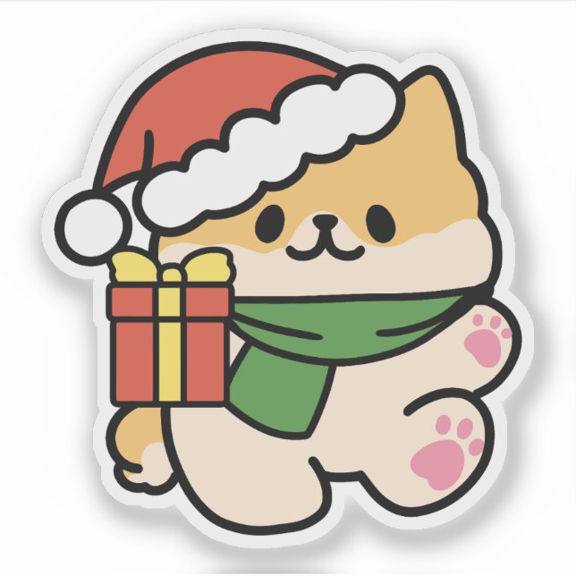 Yappy Howlidays - Cute Christmas Dog Cartoon Sticker (Front)