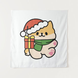 Yappy Howlidays - Cute Christmas Dog Cartoon Tapestry