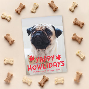 Yappy Howlidays Cute Funny Dog Holiday Photo Card