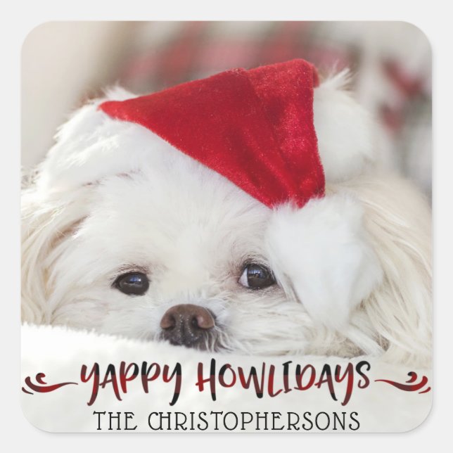 YAPPY HOWLIDAYS Dog Photo Holiday Square Sticker (Front)