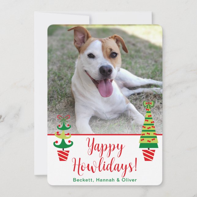 Yappy Howlidays Photo Holiday Card (Front)