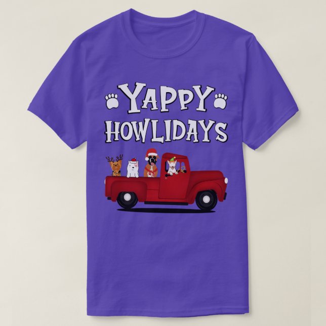 Yappy Howlidays White Text T-Shirt (Design Front)