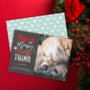 Yappy Meowy Everything Dog and Cat Pet Lover Photo Holiday Card