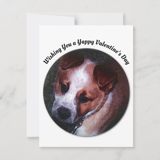 Yappy Puppy Valentines Day  Digital Painting Holiday Card (Front)