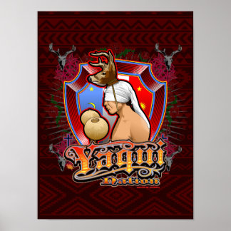 Yaqui Deer Dancer Art print on deep red 2