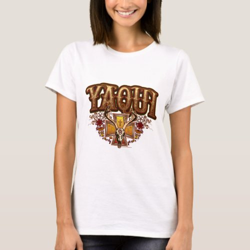 Yaqui Deer Skull design Ladies basic t_shirt