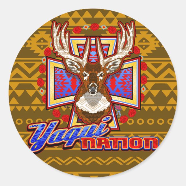 yaqui nation deer design yoeme sticker (Front)