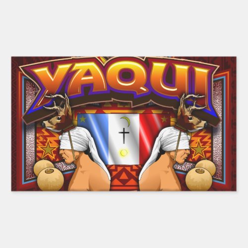 Yaqui Nation Flag Deer Dancer design Rectangular Sticker
