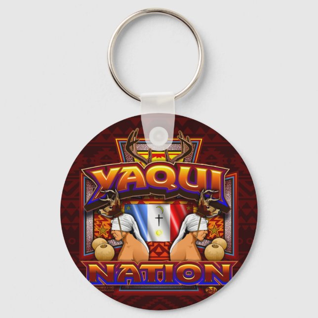 Yaqui Nation Flag Deer Dancer Keychain (Front)