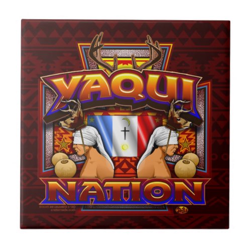Yaqui Nation Flag Deer Dancer tile design