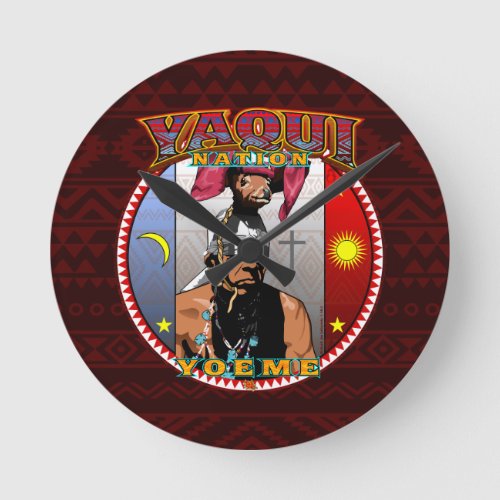 Yaqui Yoeme Deer Dancer Round Clock