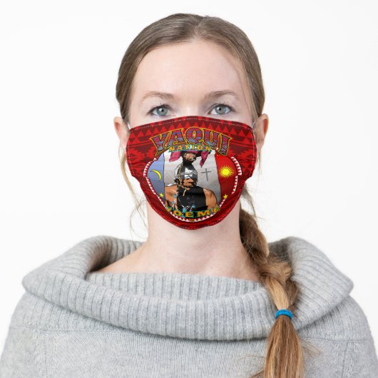 Yaqui Yoeme facemask red Adult Cloth Face Mask (Worn)