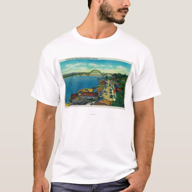 Yaquina Bay Bridge and waterfront Newport, OR T-Shirt (Front)