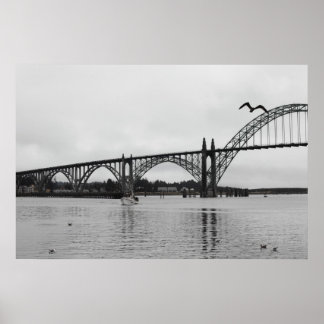 Yaquina Bay Bridge in Black & White Poster