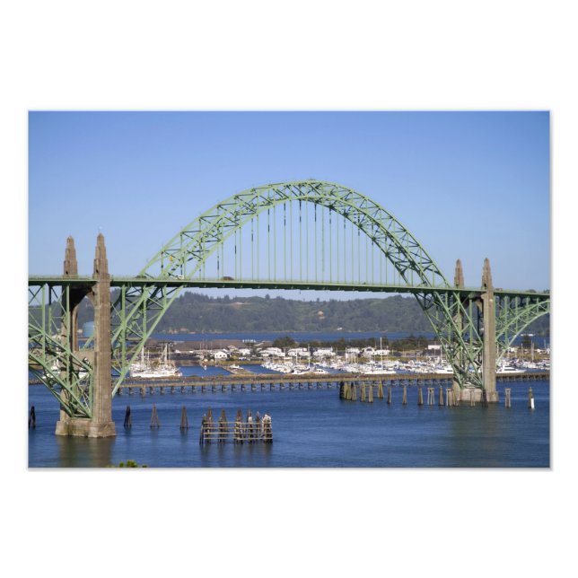 Yaquina Bay Bridge spanning the Yaquina Bay Photo Print (Front)