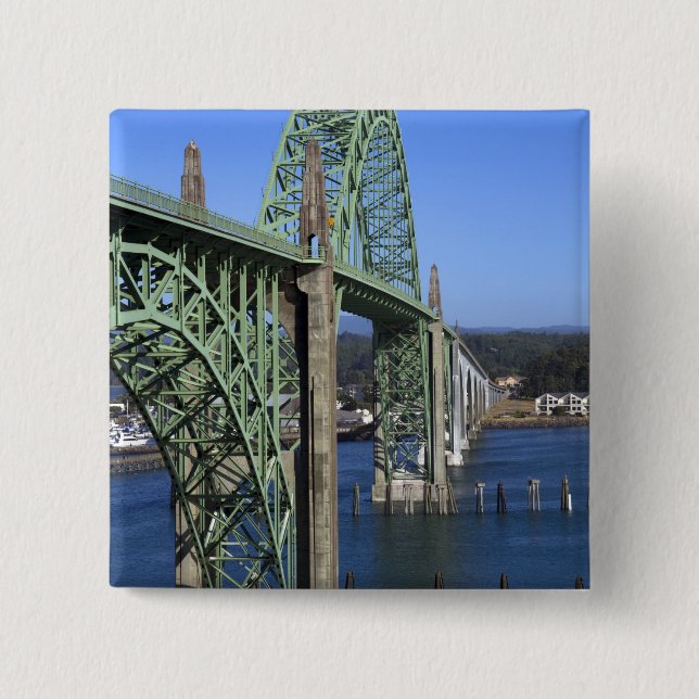 Yaquina Bay Bridge spanning the Yaquina Bay Pinback Button (Front)