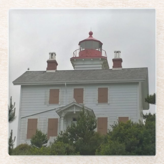 Yaquina Bay Lighthouse, OR Glass Coaster (Front)