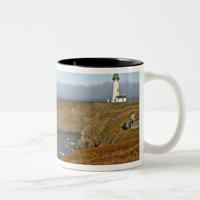 Yaquina Head Lighthouse at Newport Oregon Two-Tone Coffee Mug (Right)