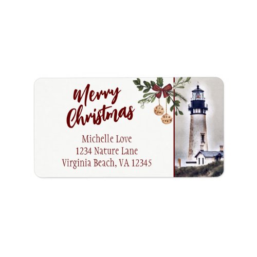 Yaquina Head Lighthouse Merry Christmas Address Label