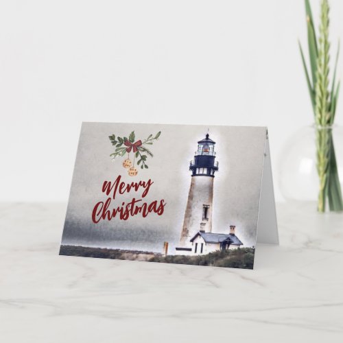 Yaquina Head Lighthouse Merry Christmas Holiday Card