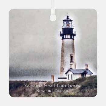 Yaquina Head Lighthouse Newport Oregon Metal Ornament by TheBeachBum at Zazzle